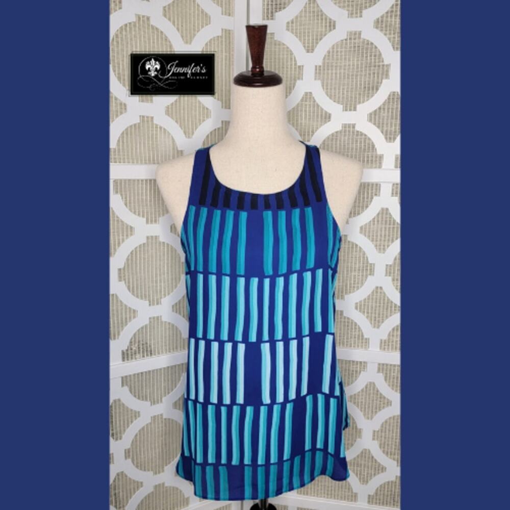 Apt. 9 Women's Blue Teal with Gold Back 1/4 Zip Sleeveless Tunic Size S